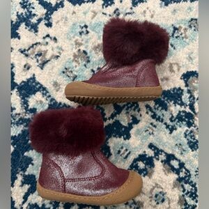 Naturino Maroon Faux Fur Baby Boots